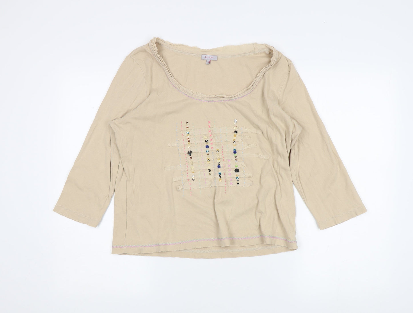 Womens UK Size 18 Marks and Spencer Beige Basic T-Shirt