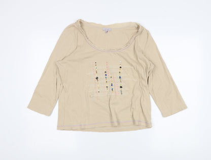 Womens UK Size 18 Marks and Spencer Beige Basic T-Shirt