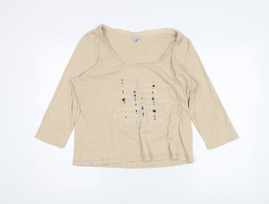 Womens UK Size 18 Marks and Spencer Beige Basic T-Shirt