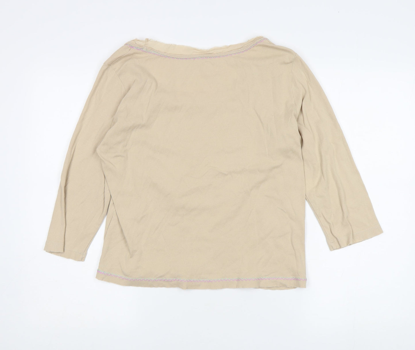 Womens UK Size 18 Marks and Spencer Beige Basic T-Shirt