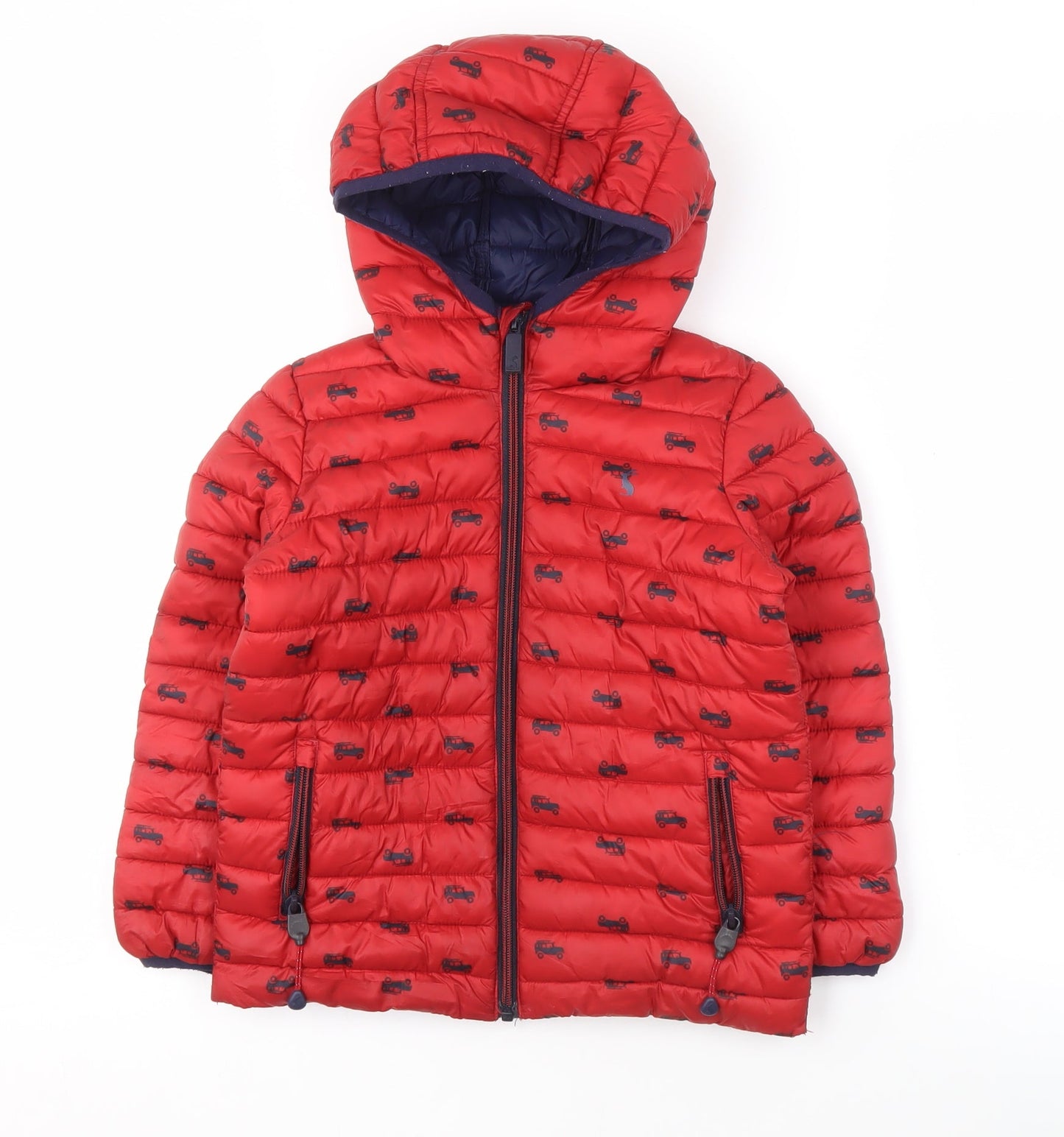 Joules Boys Red Car Print Puffer Jacket, 6 Years, Autumn Winter