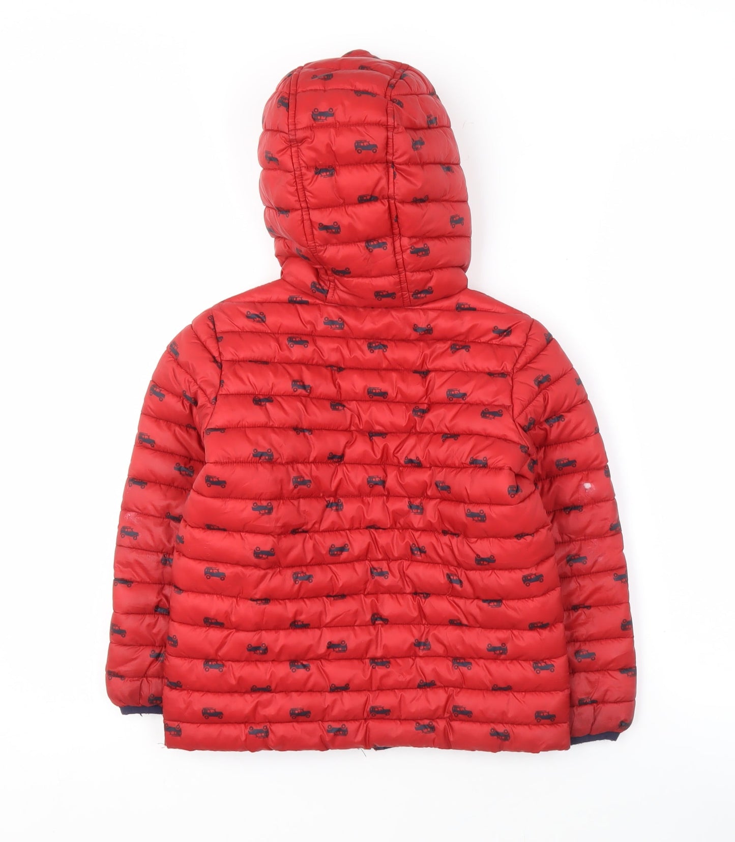 Joules Boys Red Car Print Puffer Jacket, 6 Years, Autumn Winter