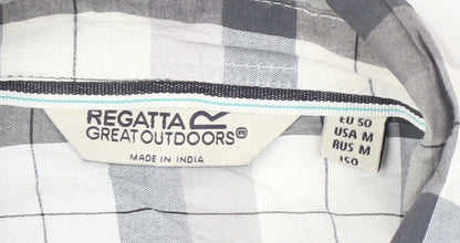 Regatta Men's Grey Plaid Short Sleeve Shirt M
