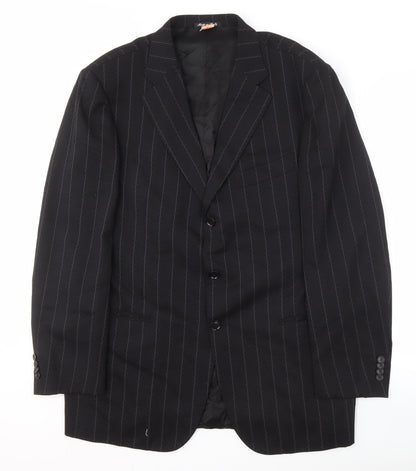 Pal Zileri Men's Black Striped Wool Blazer Size UK 42R