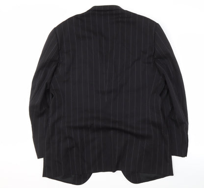 Pal Zileri Men's Black Striped Wool Blazer Size UK 42R
