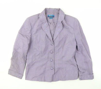 Monsoon Women’s Purple Silk Linen Blazer UK 14