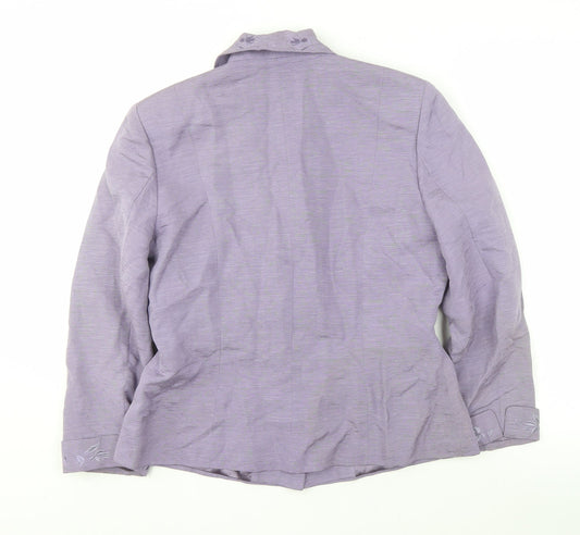 Monsoon Women’s Purple Silk Linen Blazer UK 14