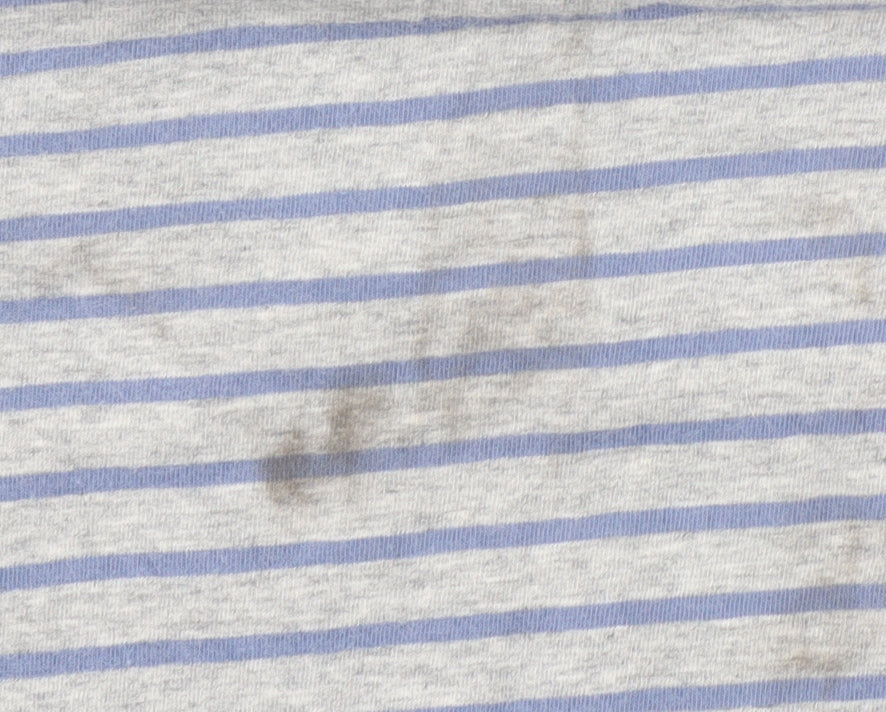 Hush Women's Grey Blue Striped Long Sleeve Boat Neck Top