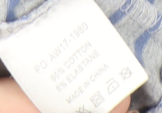 Hush Women's Grey Blue Striped Long Sleeve Boat Neck Top