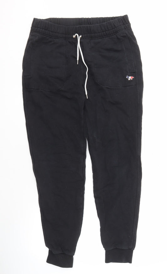 Maison Kitsuné Men's Black Cotton Jogger Trousers M