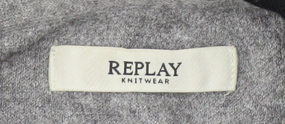 Mens UK Size S Replay Grey Pullover Hoodie