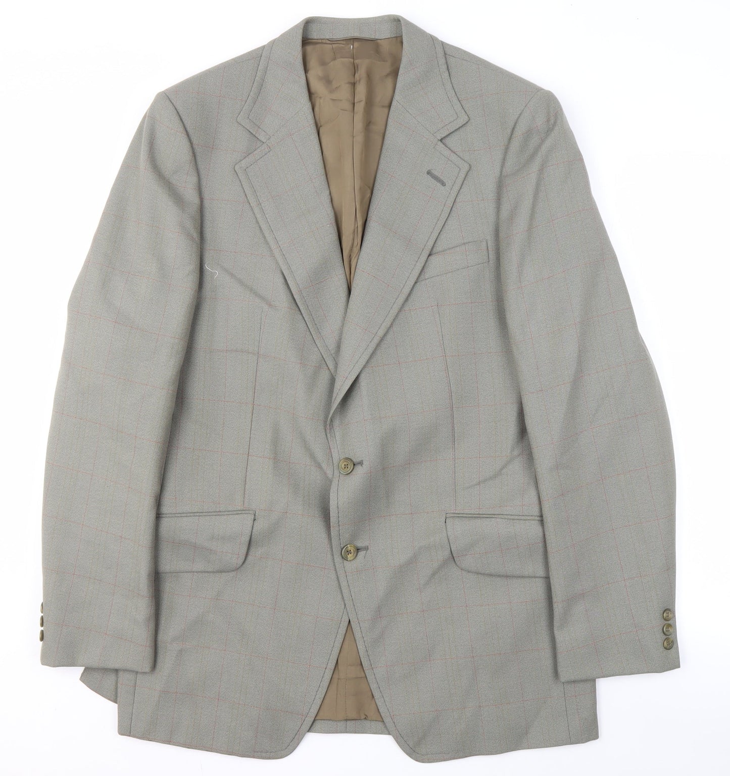 COES Men's Grey Check Blazer 42 Long Notch Lapel