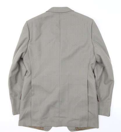 COES Men's Grey Check Blazer 42 Long Notch Lapel