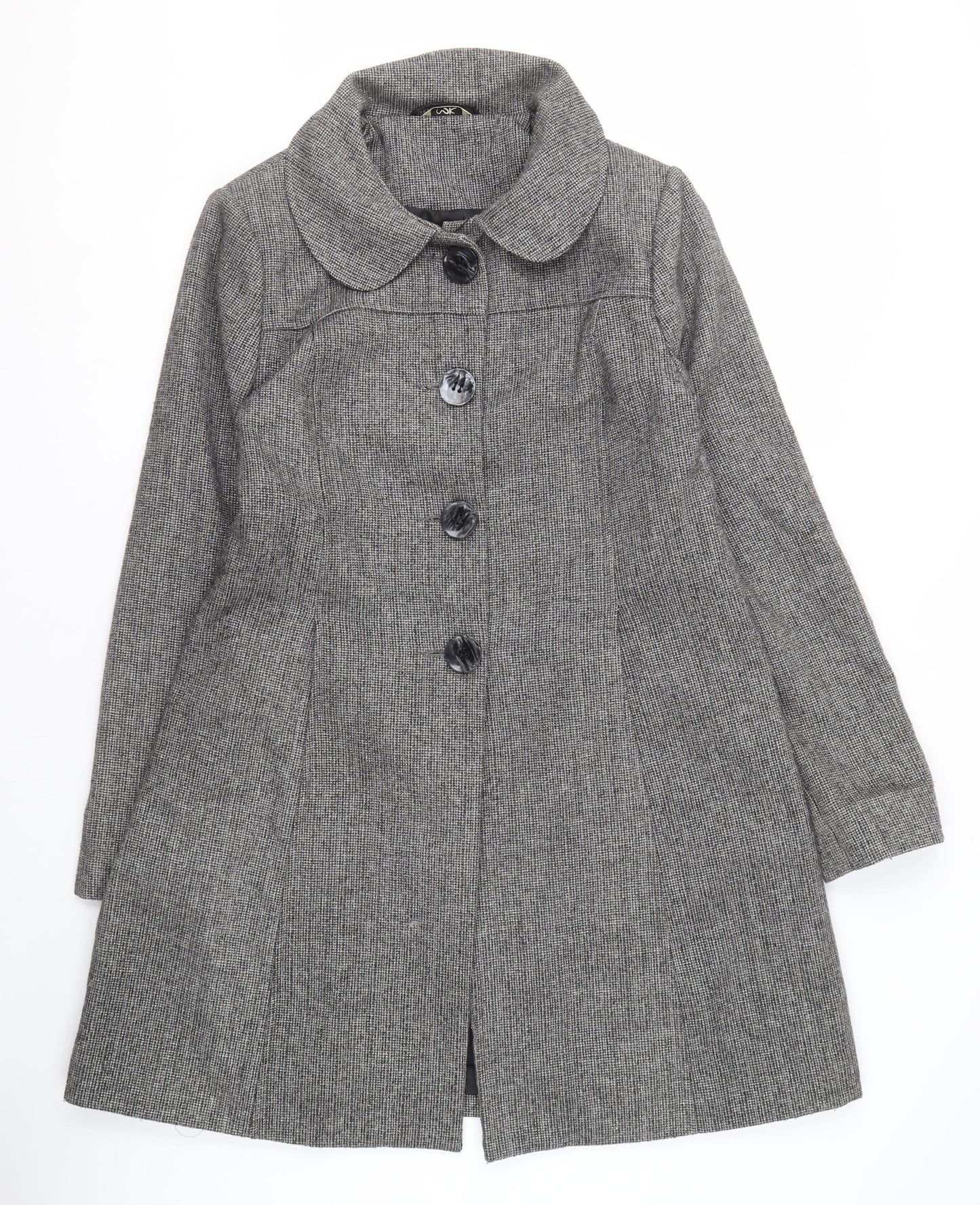 MK Women's Grey Check Overcoat, Size 16, Classic Style