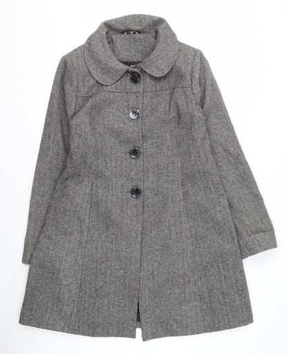 MK Women's Grey Check Overcoat, Size 16, Classic Style