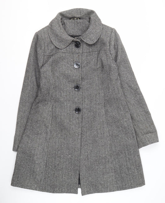 MK Women's Grey Check Overcoat, Size 16, Classic Style