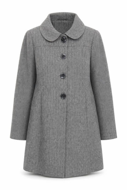 MK Women's Grey Check Overcoat, Size 16, Classic Style