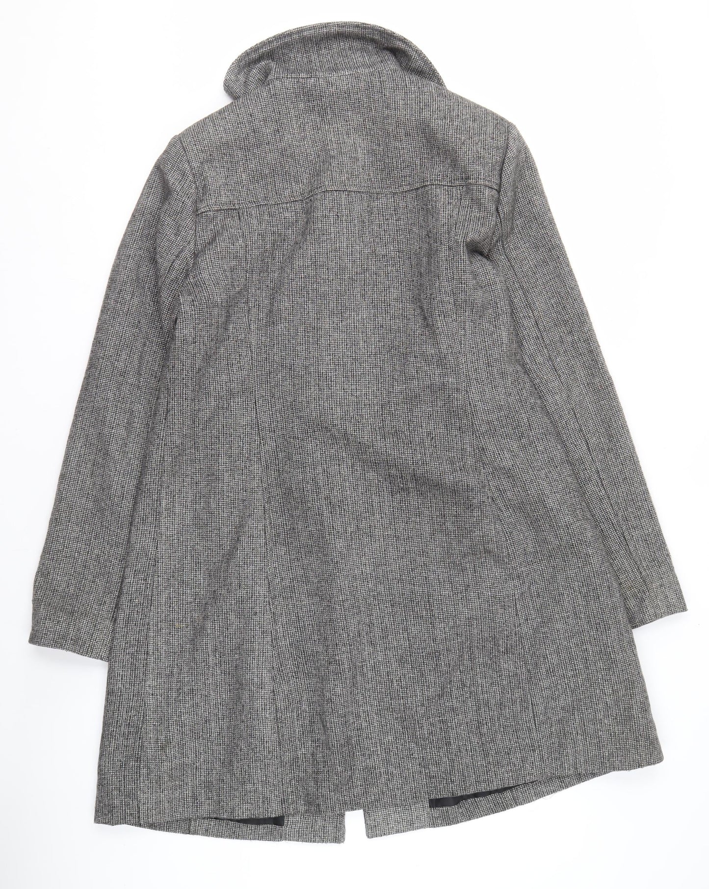 MK Women's Grey Check Overcoat, Size 16, Classic Style