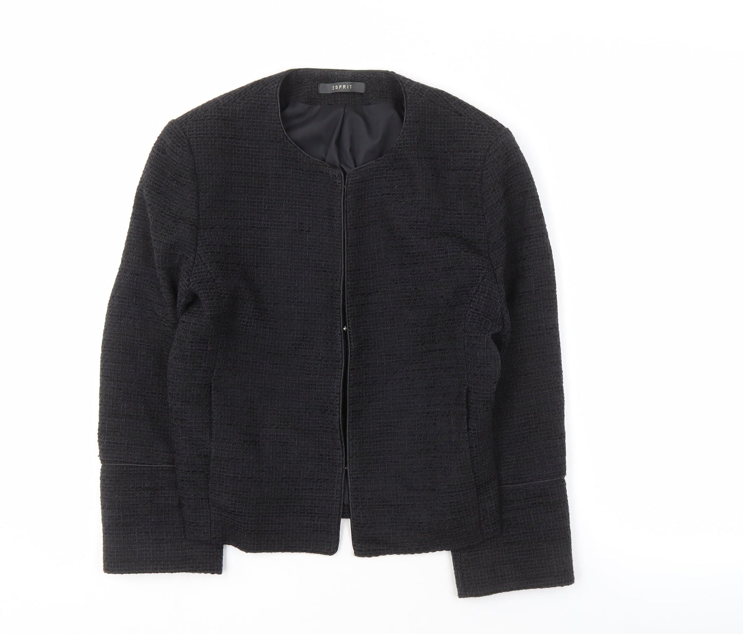 Esprit Women's Black Jacket Size 8, Tweed Zip