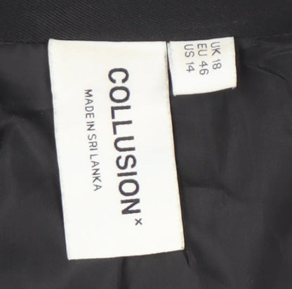 Collusion Women's Black Blazer, Size 18, Notch Lapel
