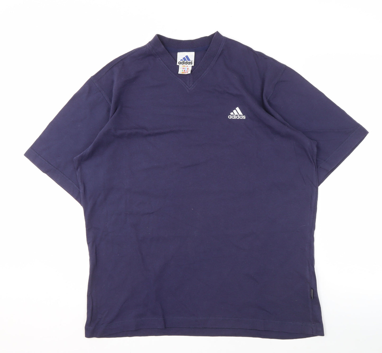 Adidas Men's Blue V-Neck Cotton T-Shirt XL