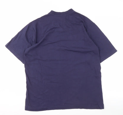 Adidas Men's Blue V-Neck Cotton T-Shirt XL