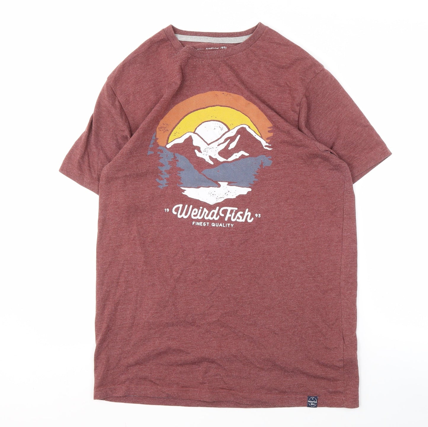 Weird Fish Men's Red Graphic Print T-Shirt - Small