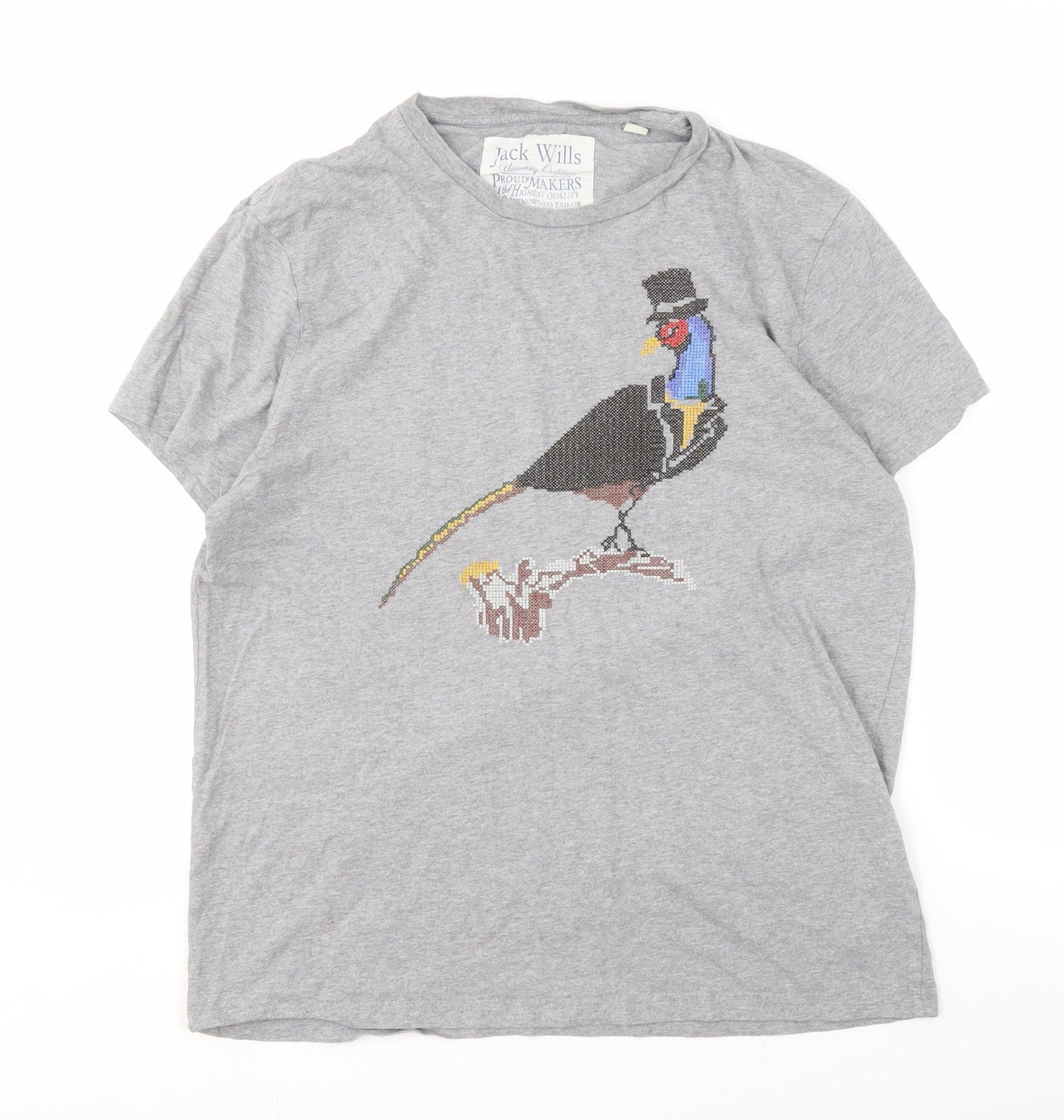 Jack Wills Grey Animal Print Men's T-Shirt M