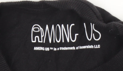 Among Us Boys T-Shirt, Black & Blue, 11-12 Years, Graphic Print