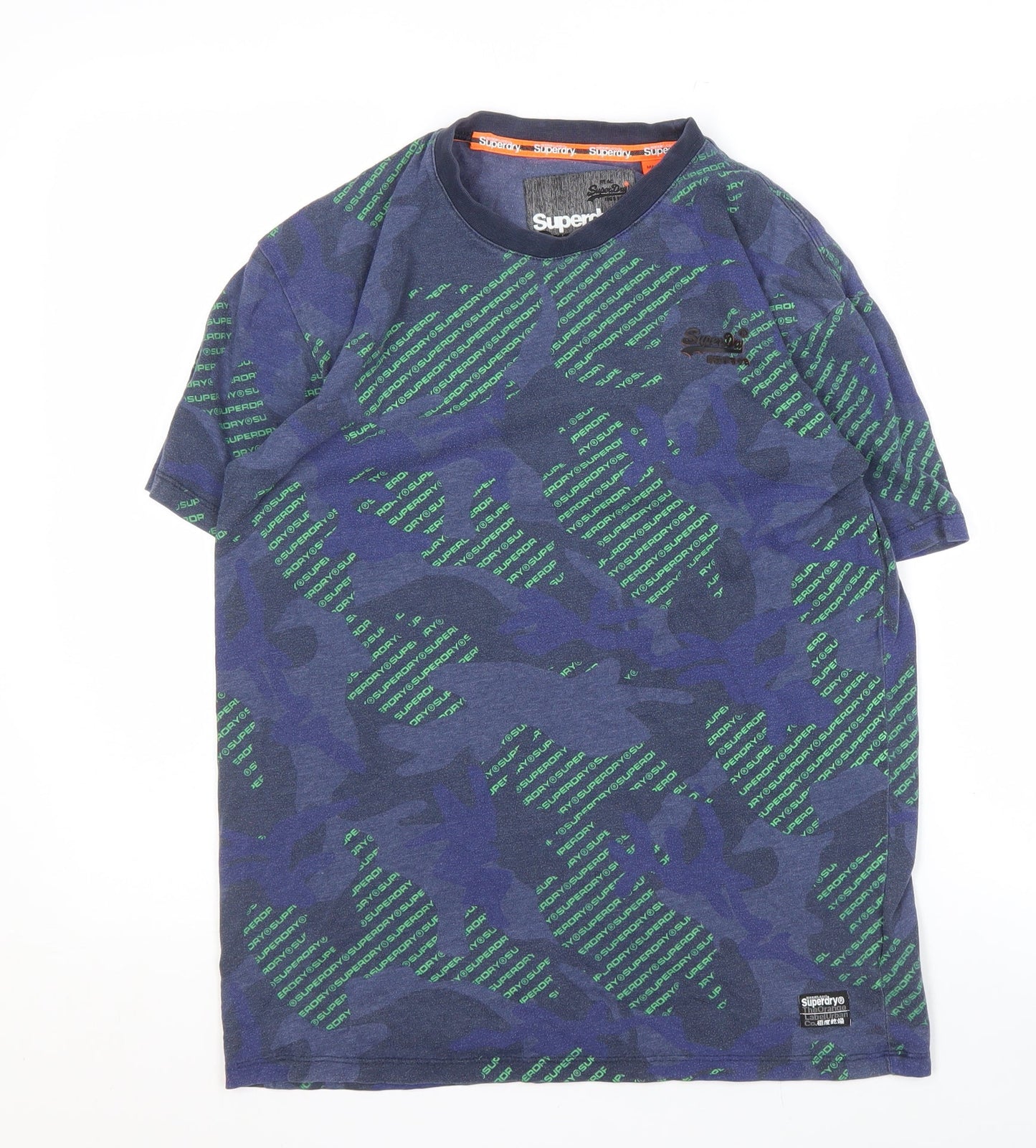 Superdry Men's Blue Camouflage T-Shirt XS