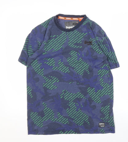 Superdry Men's Blue Camouflage T-Shirt XS