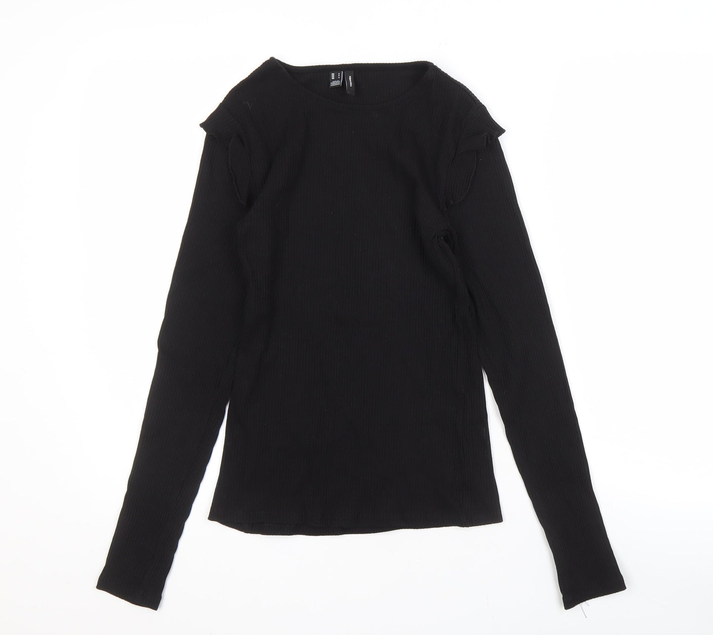 Womens UK Size S VERO MODA Black Basic T-Shirt