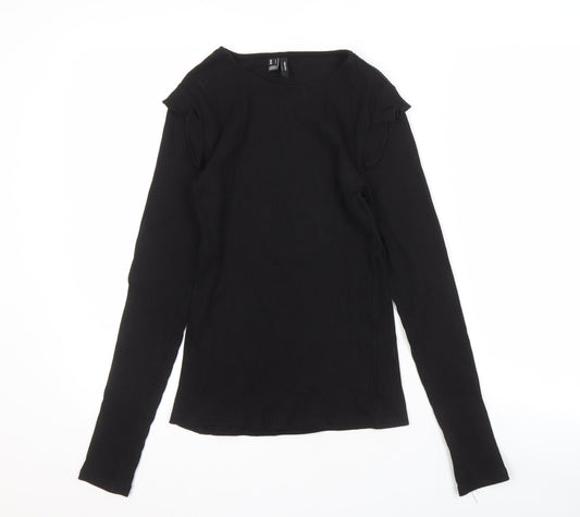 Womens UK Size S VERO MODA Black Basic T-Shirt