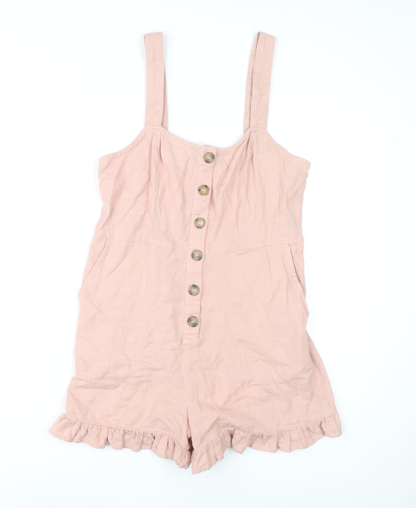 New Look Women's Pink Cotton Playsuit Size 12