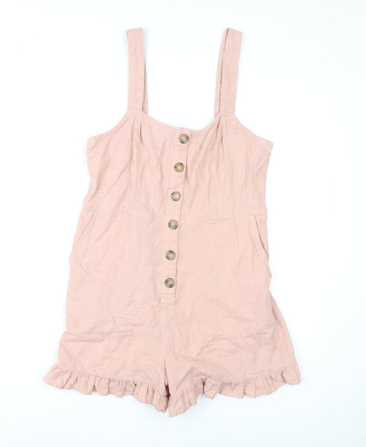 New Look Women's Pink Cotton Playsuit Size 12