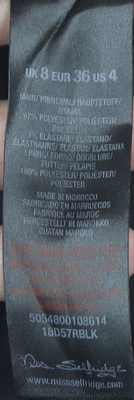 Miss Selfridge Women's Black Bodycon Dress Size 8