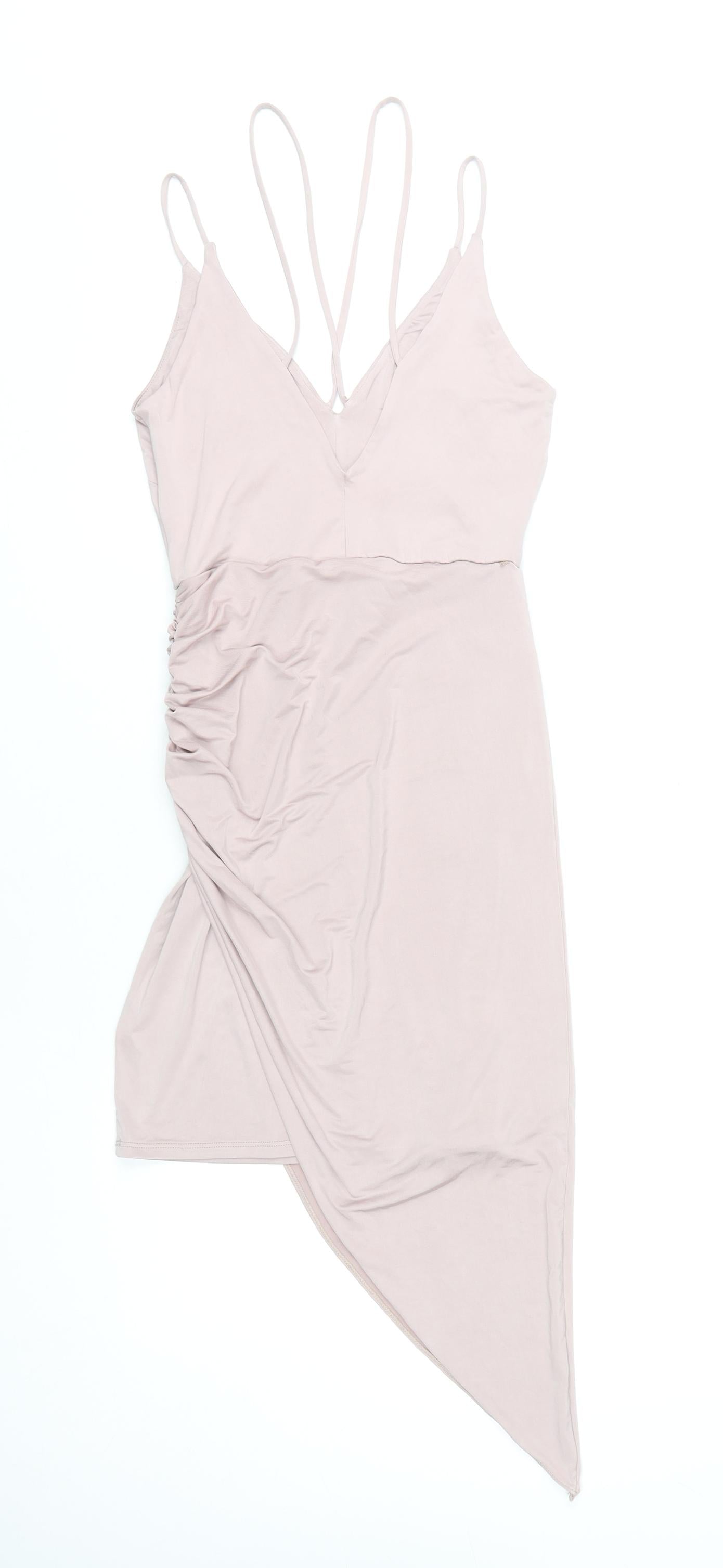 River Island Women's Pink Asymmetric Slip Dress