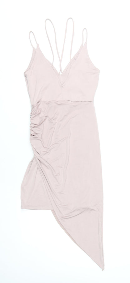 River Island Women's Pink Asymmetric Slip Dress