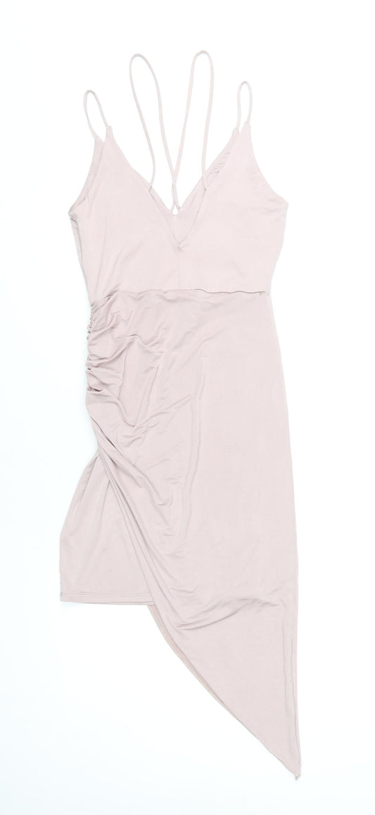 River Island Women's Pink Asymmetric Slip Dress