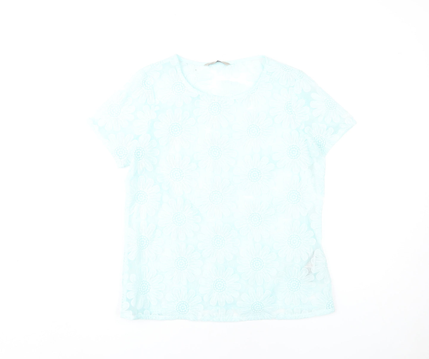 Womens UK Size 10 Marks and Spencer Blue Basic T-Shirt