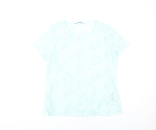 Womens UK Size 10 Marks and Spencer Blue Basic T-Shirt