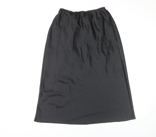 Marks & Spencer Black Midi Skirt, Size 14, Polyester