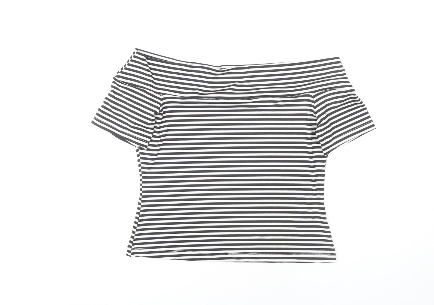 H&M Women's Black Striped Off Shoulder Top L