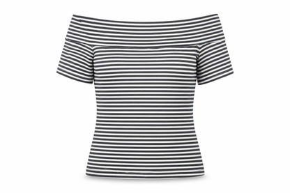 H&M Women's Black Striped Off Shoulder Top L