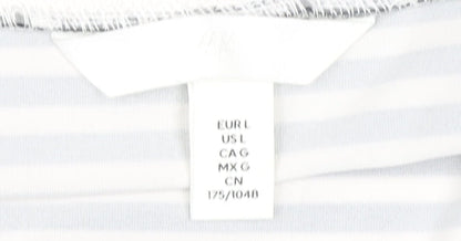 H&M Women's Black Striped Off Shoulder Top L