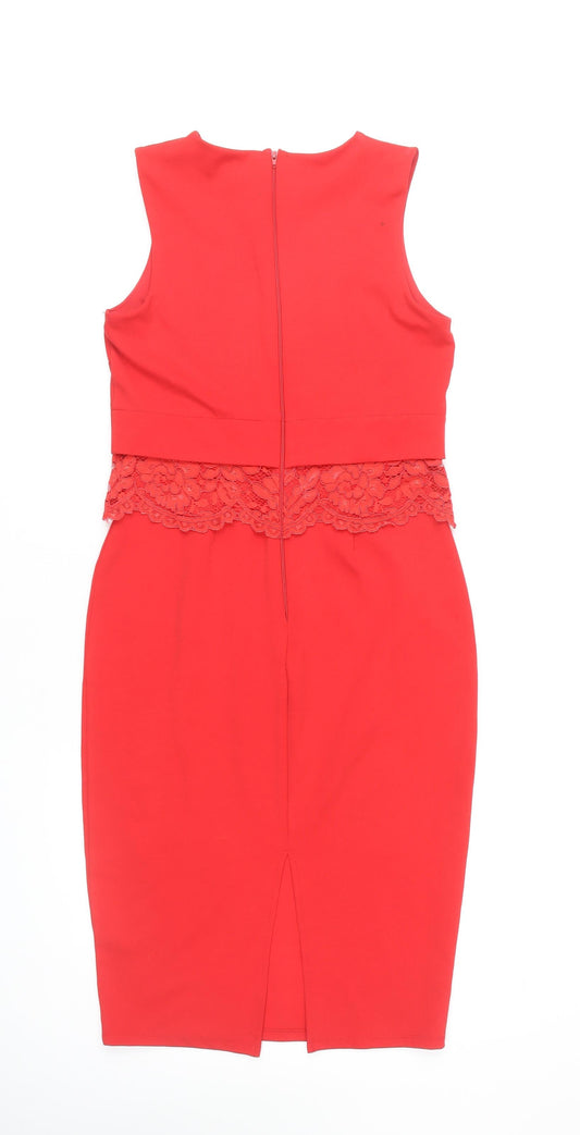 ASOS Women's Red Sleeveless Pencil Dress, Size 8