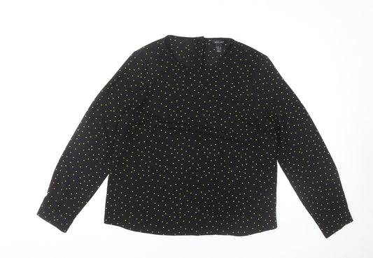 New Look Women's Black Polka Dot Blouse Size 16