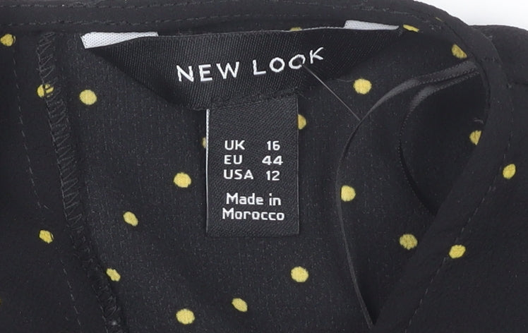 New Look Women's Black Polka Dot Blouse Size 16