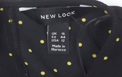 New Look Women's Black Polka Dot Blouse Size 16