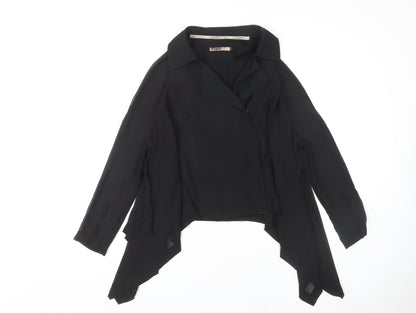 Womens UK Size 8 Crafted Black Basic Blouse